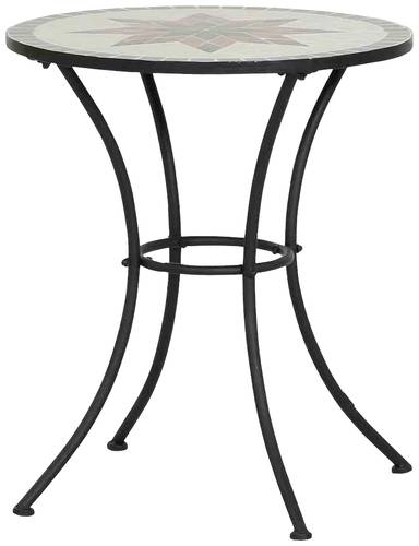 Siena Garden 875342 Stella Tisch Ø 60x71cm Gestell Stahl matt-schwarz, Tischplatte Keramik mehrfarb