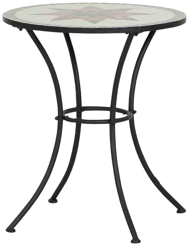 Siena Garden 875342 Stella Tisch Ø 60x71cm Gestell Stahl matt-schwarz, Tischplatte Keramik mehrfarbig mosaikoptik