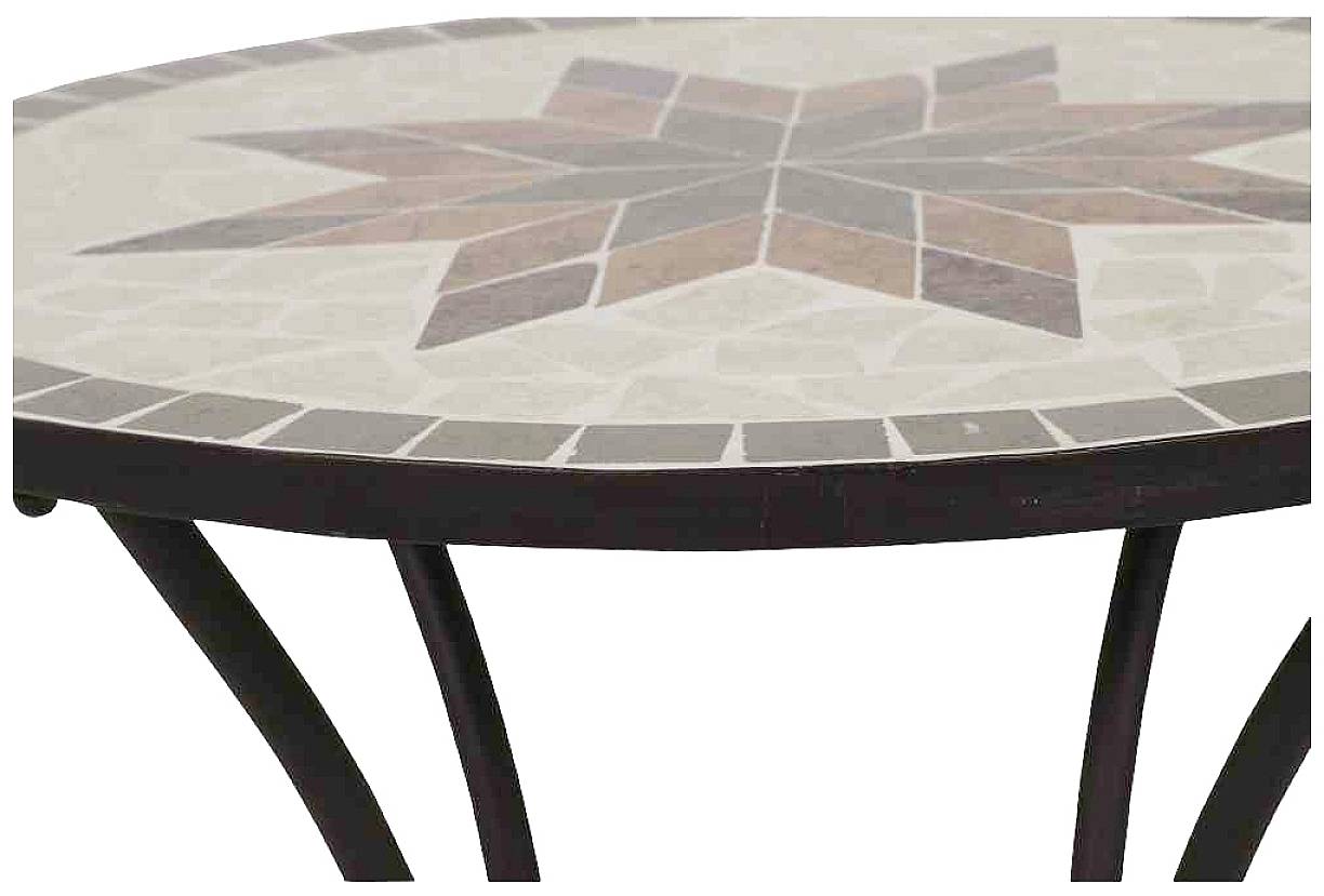 Siena Garden 875342 Stella Tisch Ø 60x71cm Gestell Stahl matt-schwarz, Tischplatte Keramik mehrfarbig mosaikoptik
