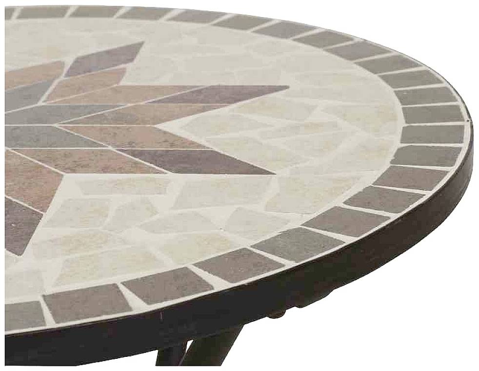 Siena Garden 875342 Stella Tisch Ø 60x71cm Gestell Stahl matt-schwarz, Tischplatte Keramik mehrfarbig mosaikoptik