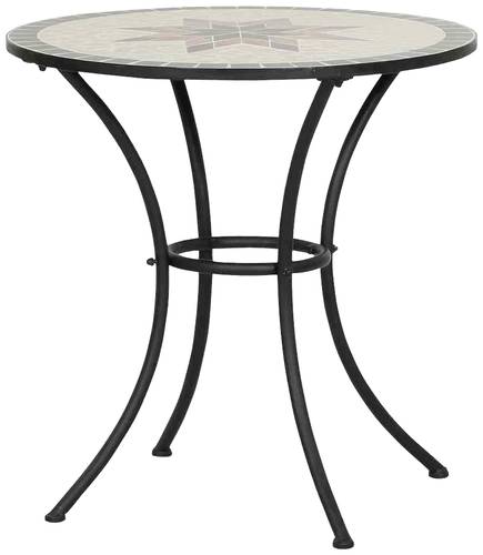 Siena Garden 875346 Stella Tisch Ø 70x71cm Gestell Stahl matt-schwarz, Tischplatte Keramik mehrfarb