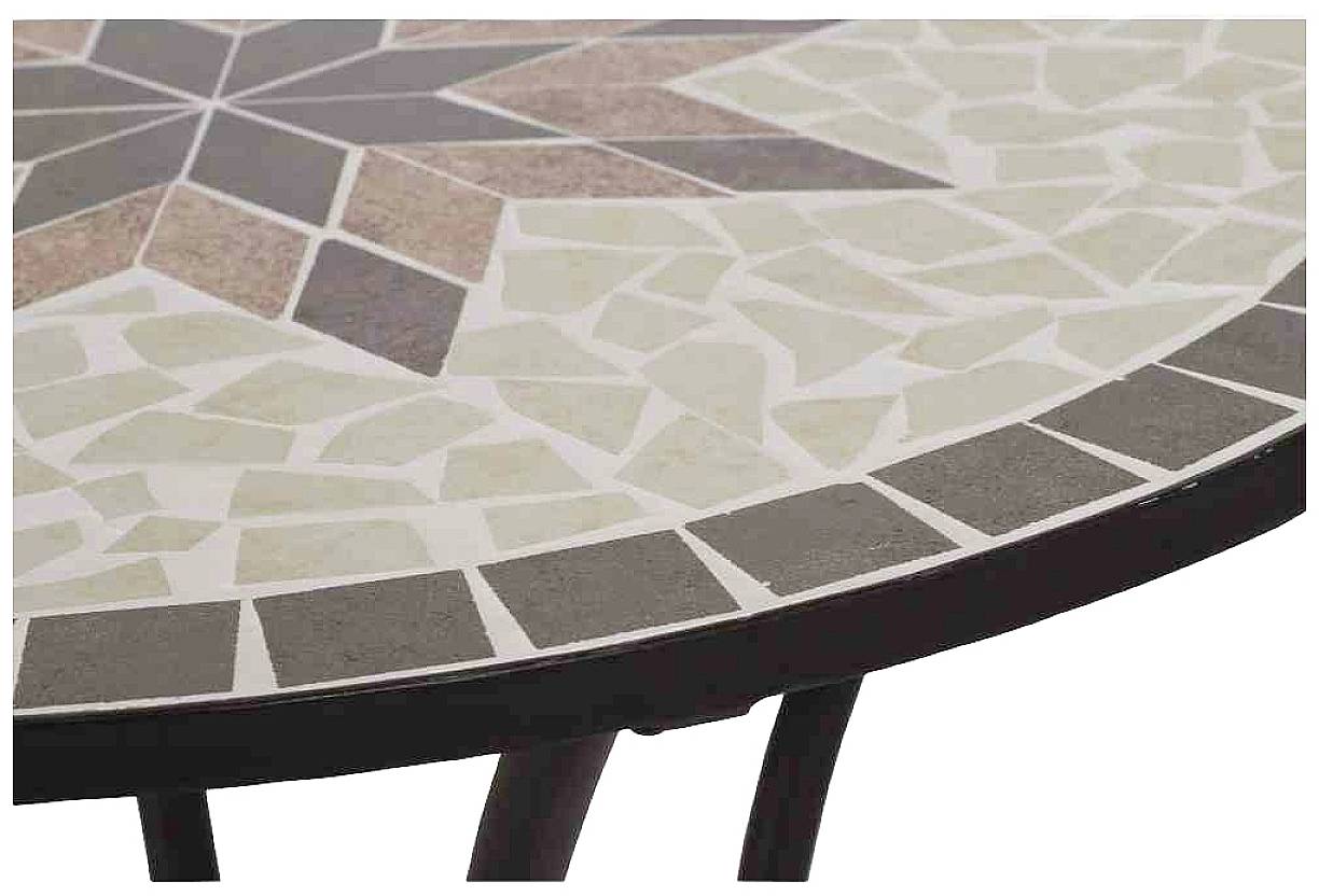 Siena Garden 875346 Stella Tisch Ø 70x71cm Gestell Stahl matt-schwarz, Tischplatte Keramik mehrfarbig mosaikoptik