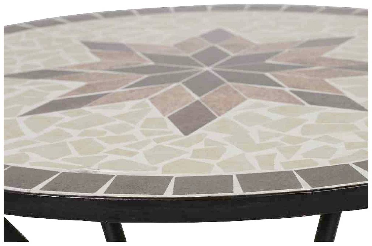 Siena Garden 875346 Stella Tisch Ø 70x71cm Gestell Stahl matt-schwarz, Tischplatte Keramik mehrfarbig mosaikoptik