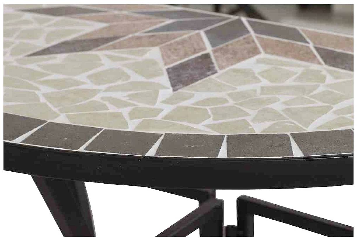 Siena Garden 875354 Stella Tisch 35,5x70x71,5cm Gestell Stahl matt-schwarz, Tischplatte Keramik mehrfarbig mosaikoptik