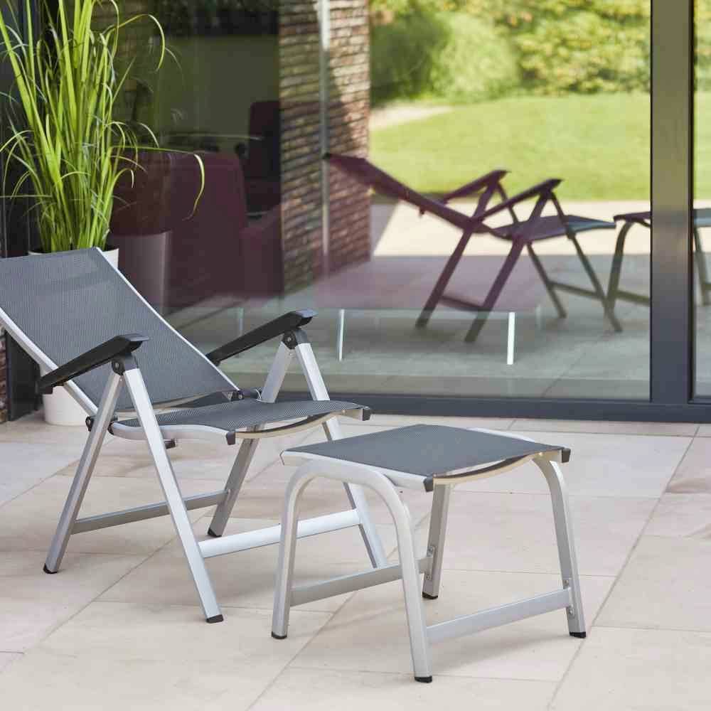 Siena Garden M29547 Tesoro Hocker K/D, silber Alu, Textilbezug grau