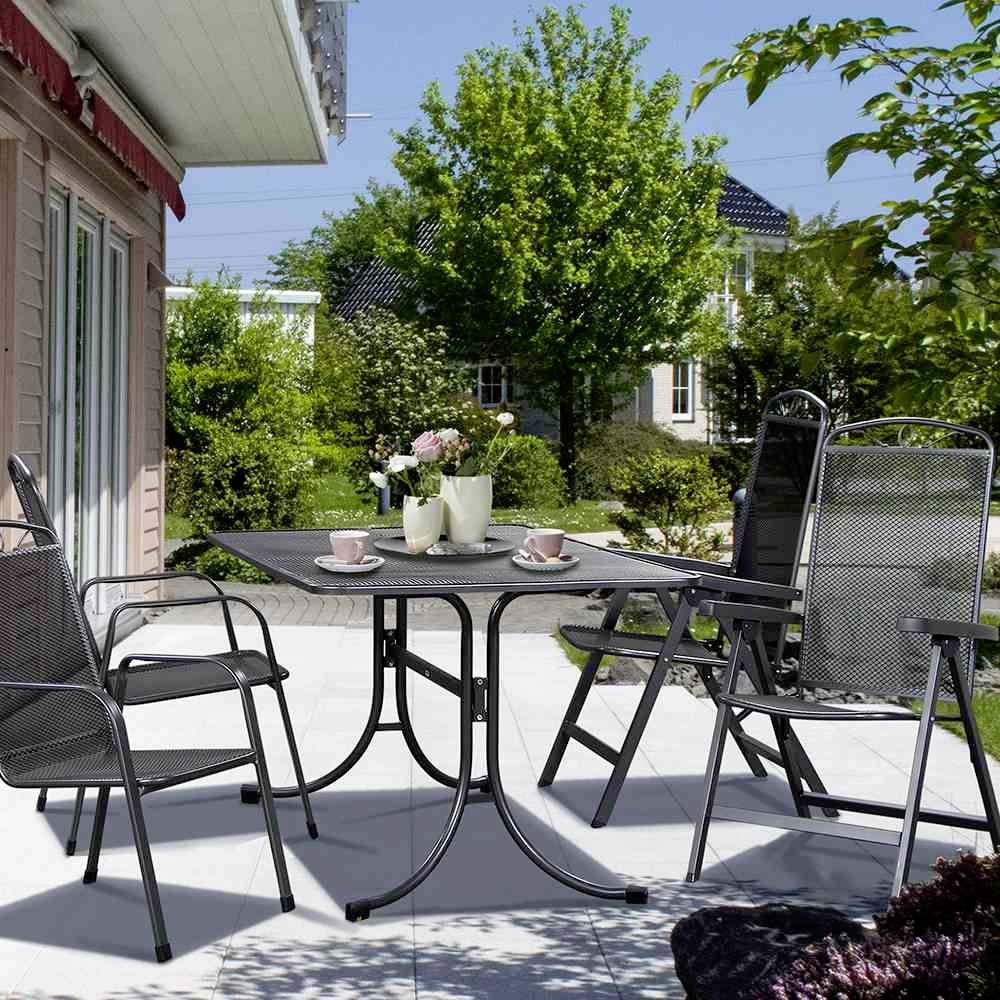 Siena Garden 2214304 Elda Plus Stapelsessel Gestell Stahl eisengrau, Fläche Streckmetall eisengrau