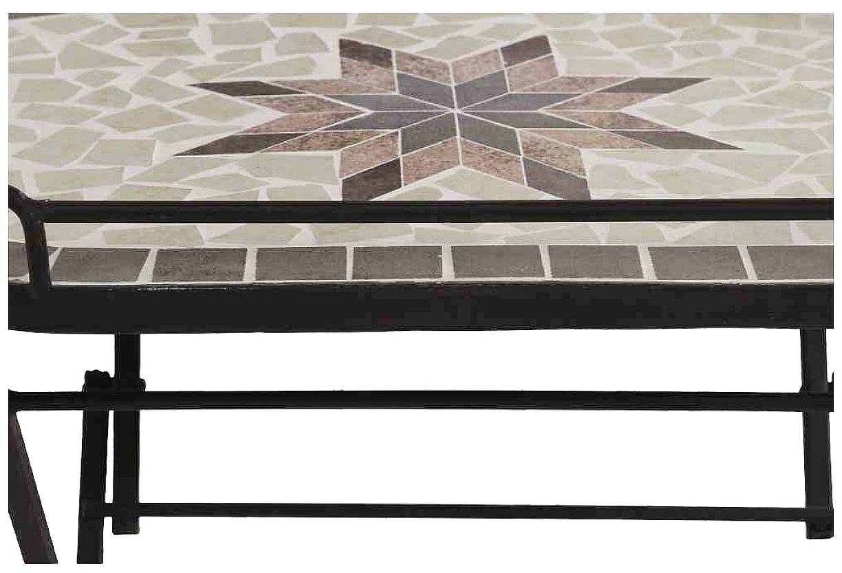 Siena Garden 875348 Stella Serviertisch Gestell Stahl schwarz matt, Fläche Keramik mehrfarbig, praktisch zusammenklappbar