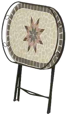 Siena Garden 875348 Stella Serviertisch Gestell Stahl schwarz matt, Fläche Keramik mehrfarbig, praktisch zusammenklappbar