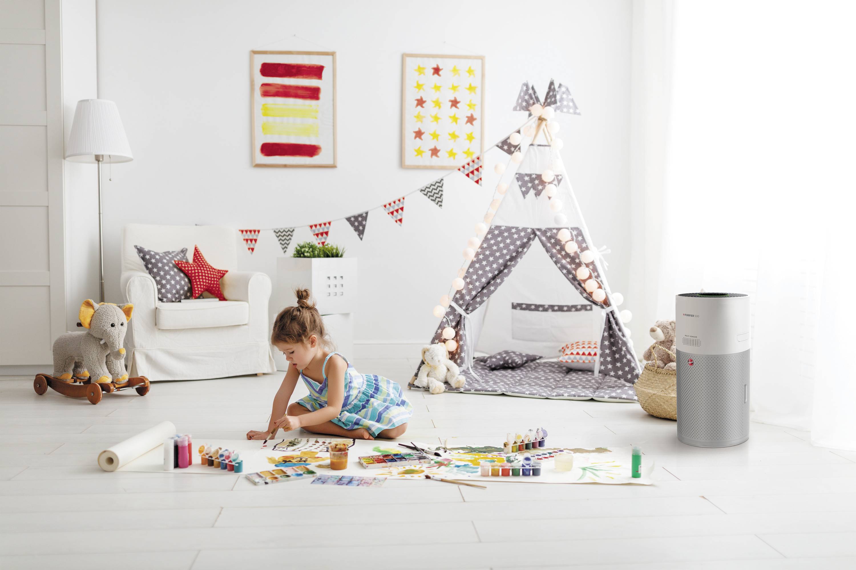 Hoover 38290207 HHP50CA 011 Luftreiniger 110m² Elfenbein, Silber