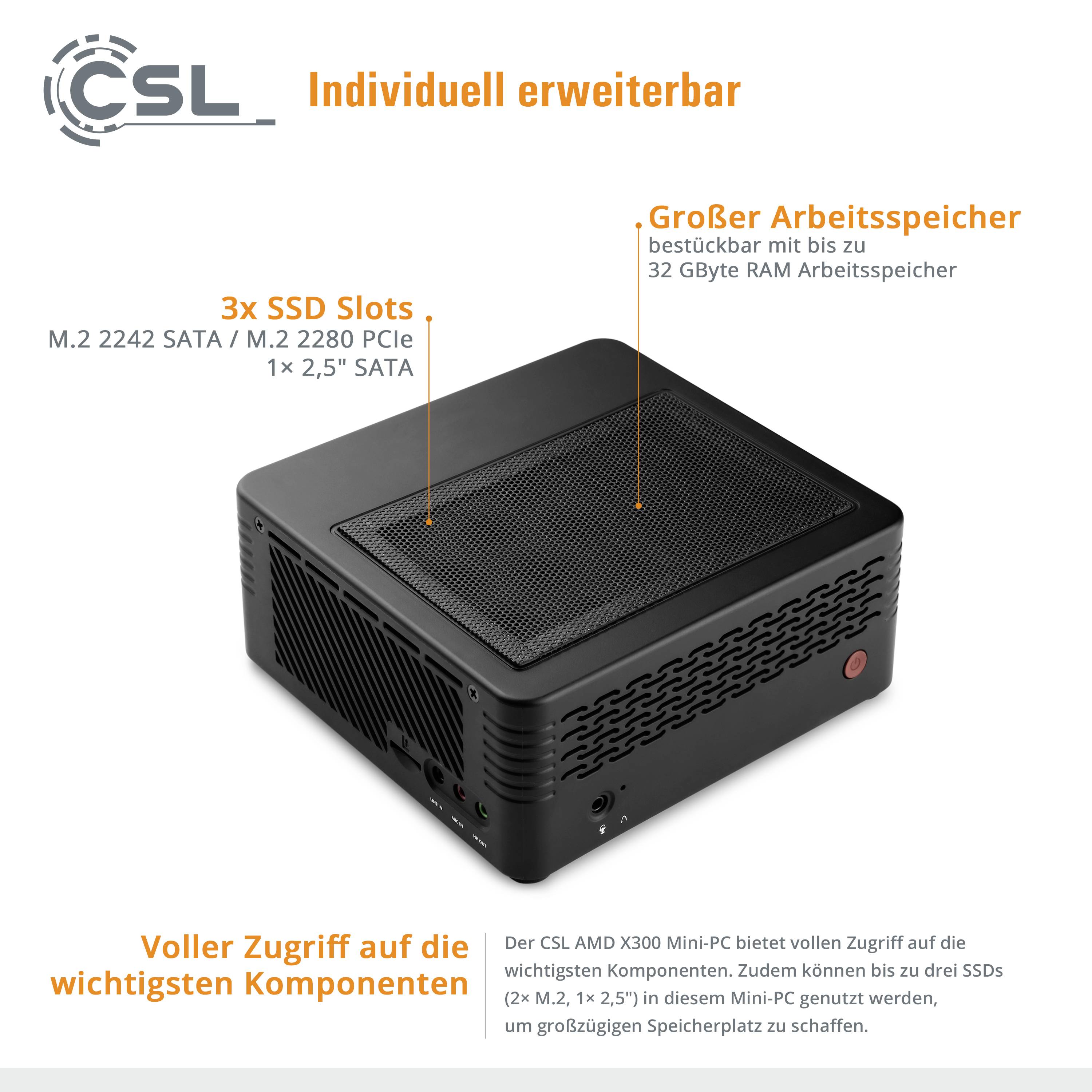 CSL Computer Mini PC X300 AMD Ryzen 5 Pro 4650G 16 GB RAM 500 GB SSD AMD Radeon Graphics Win 11 Pro