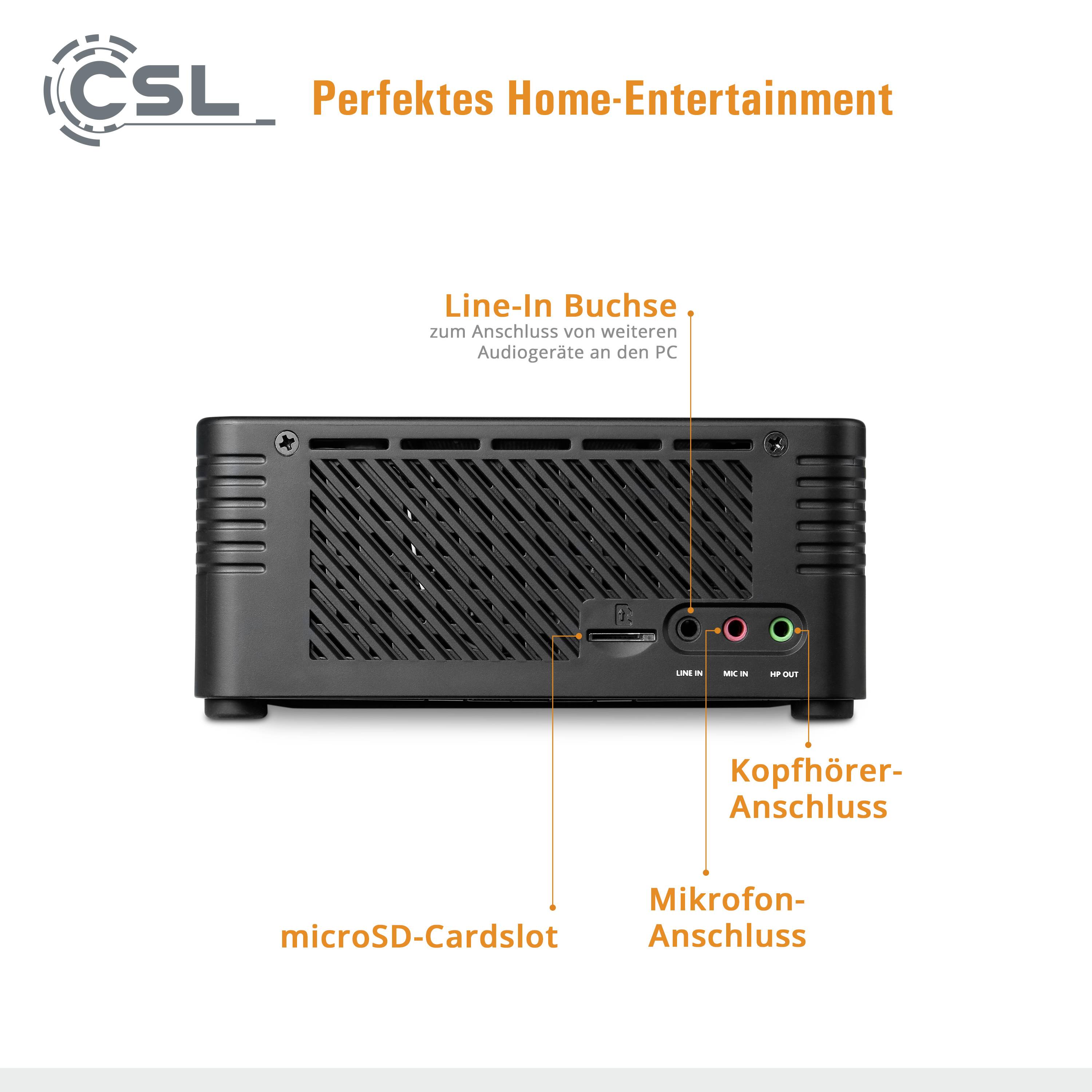 CSL Computer Mini PC X300 AMD Ryzen 7 5700G 16 GB RAM 1000 GB SSD AMD Radeon Graphics Win 11 Pro 83