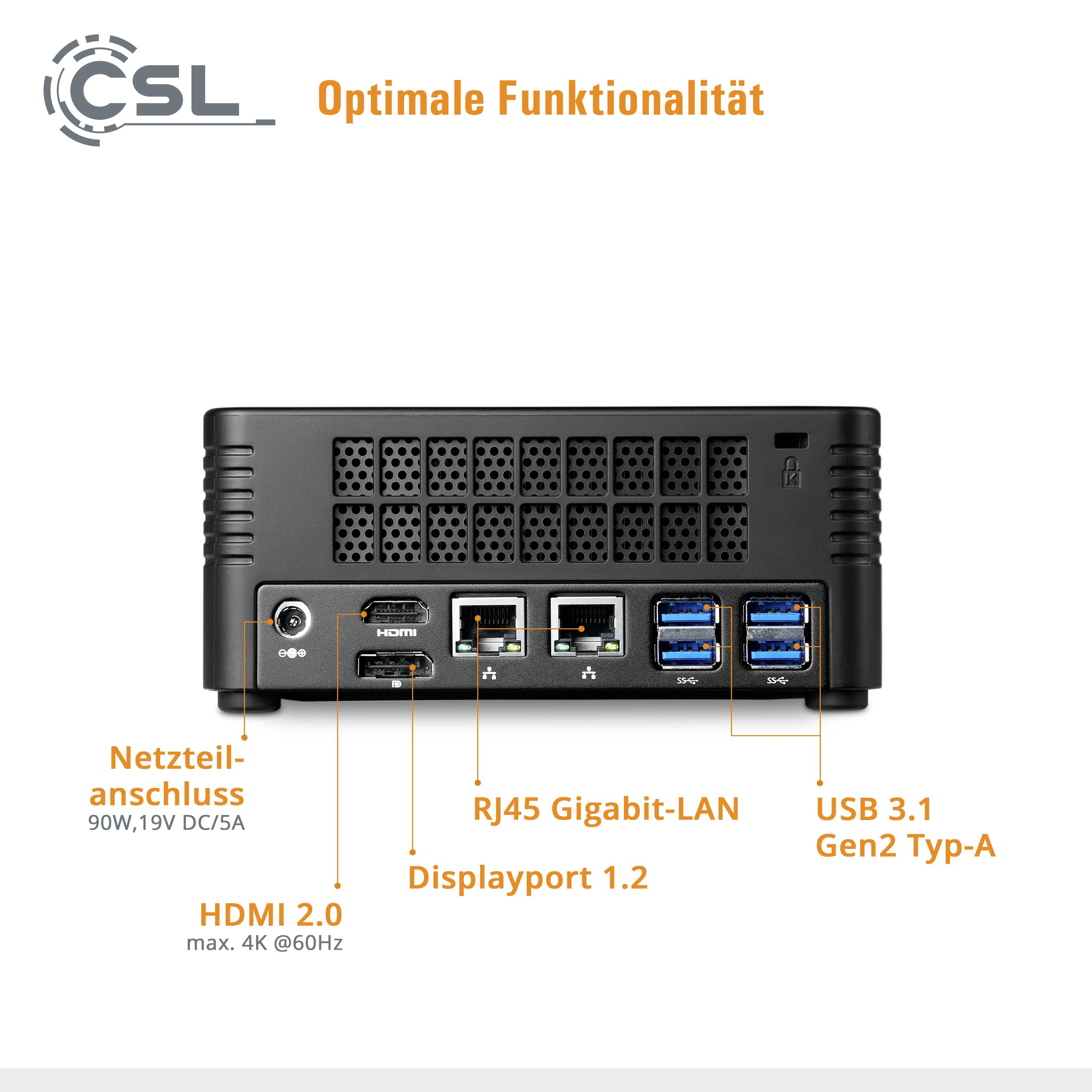 CSL Computer Mini PC X300 AMD Ryzen 7 5700G 16 GB RAM 1000 GB SSD AMD Radeon Graphics Win 11 Pro 83