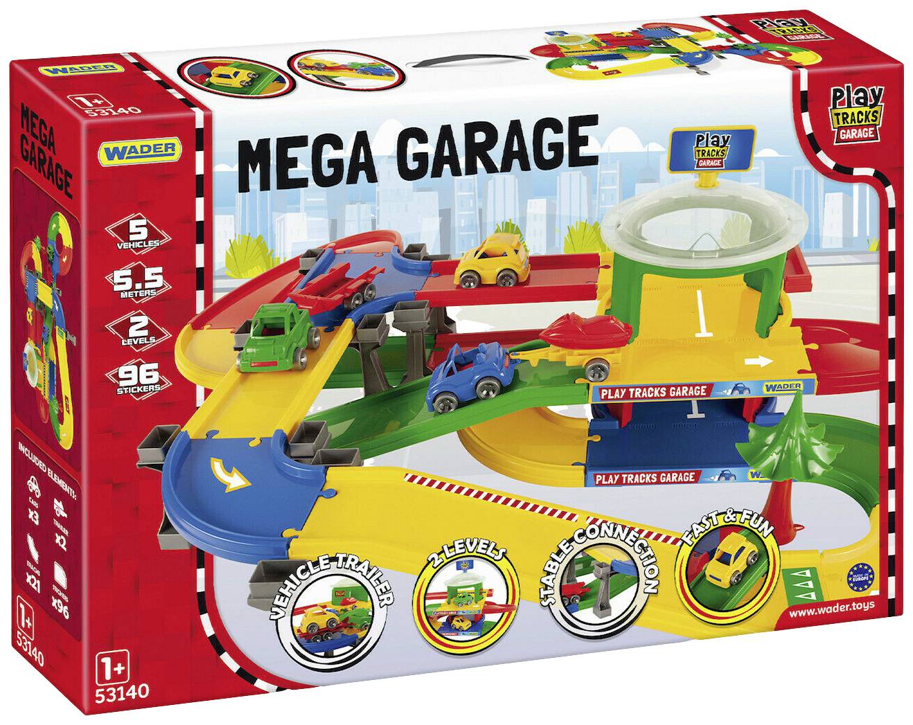WADER Quality Toys Wader Play Tracks Garage Mega Garage mit Strassens 5900694531406