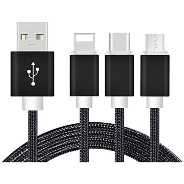 REEKIN USB-Ladekabel USB-A Stecker, USB-C® Stecker, USB-Micro-B 3.0 Stecker, Apple Lightning Stecker 1.20m Schwarz 4260272282320