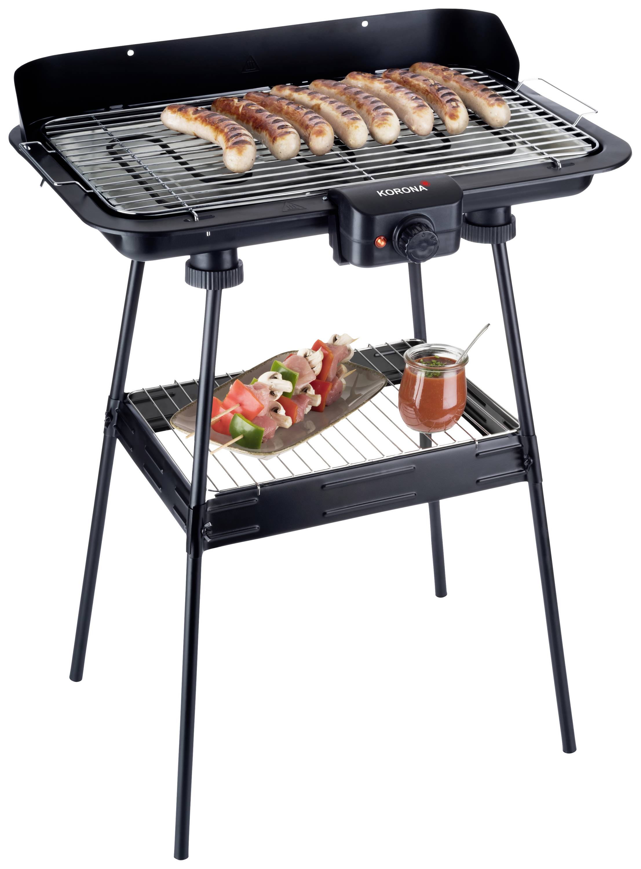 Korona 46221 Elektro Standgrill Kontrollleuchte, stufenloser Temperaturregler Schwarz