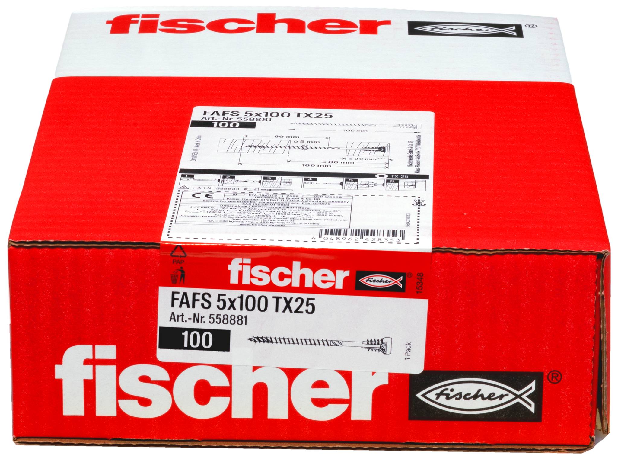 Fischer 558881 FAFS Justierschraube 5mm 100mm T-Profil Stahl 100St.