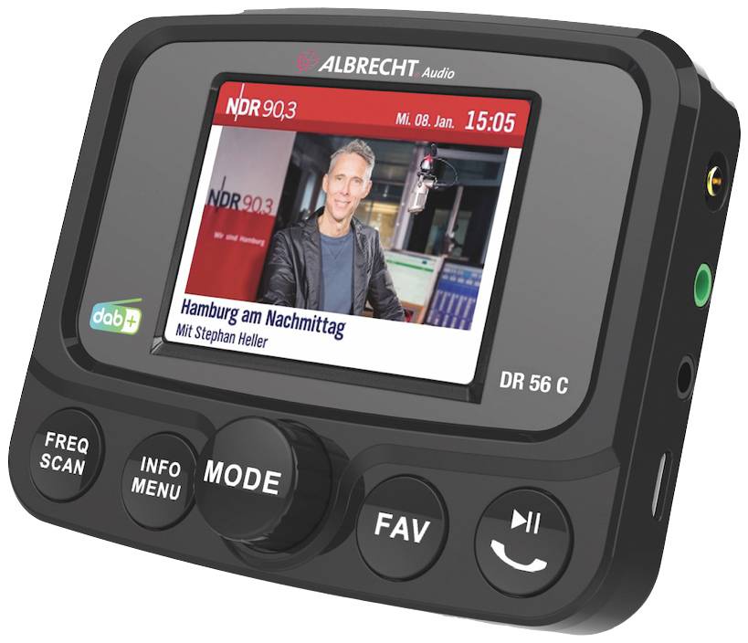 Albrecht DR 56 C DAB+ Empfänger Bluetooth Musikstreaming, Freisprechfunktion, Ladefunktion, Saugnapfhalterung