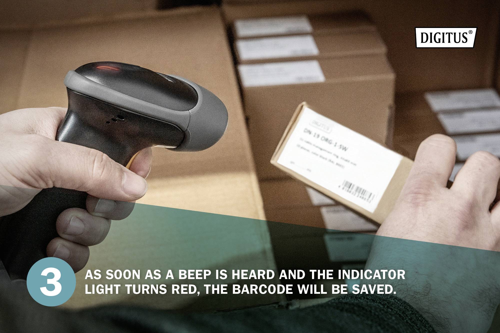 Digitus DA-81001 1D Barcode-Scanner Kabelgebunden 1D LED Schwarz Hand-Scanner inkl. Standfuß USB-A