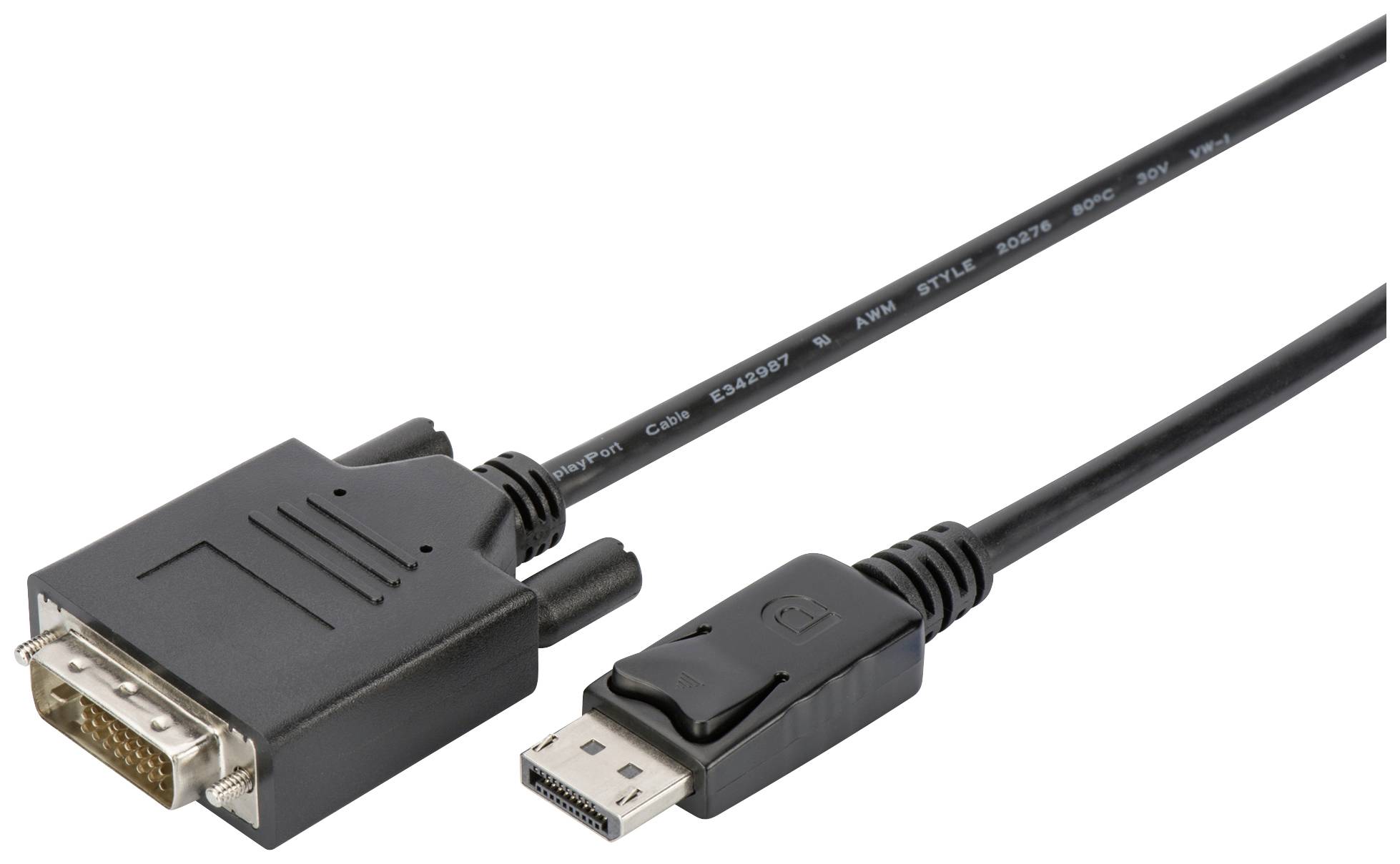 Digitus Adapterkabel DisplayPort Stecker, DVI-D 24+1pol. Stecker 2.00m Schwarz AK-990900-020-S DisplayPort-Kabel