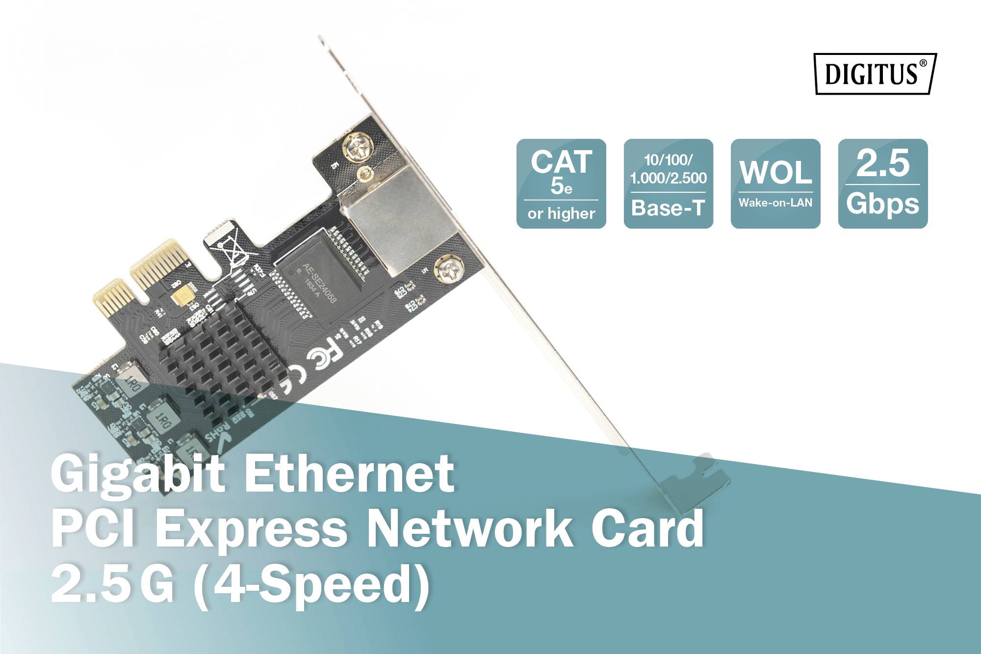 DIGITUS PCI Express Netzwerkkarte RJ45 Gigabit 2.5G RTL8125B Multimedia-Technik Netzwerkkarten