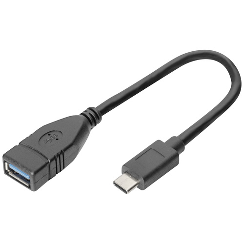 Digitus USB-Kabel USB-C® Stecker, USB-A Buchse 0.15m Schwarz DB-300315-001-S