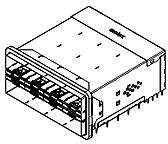 Technische Zeichnung eines Steckverbinders, möglicherweise für ein elektrisches oder elektronisches Gerät.