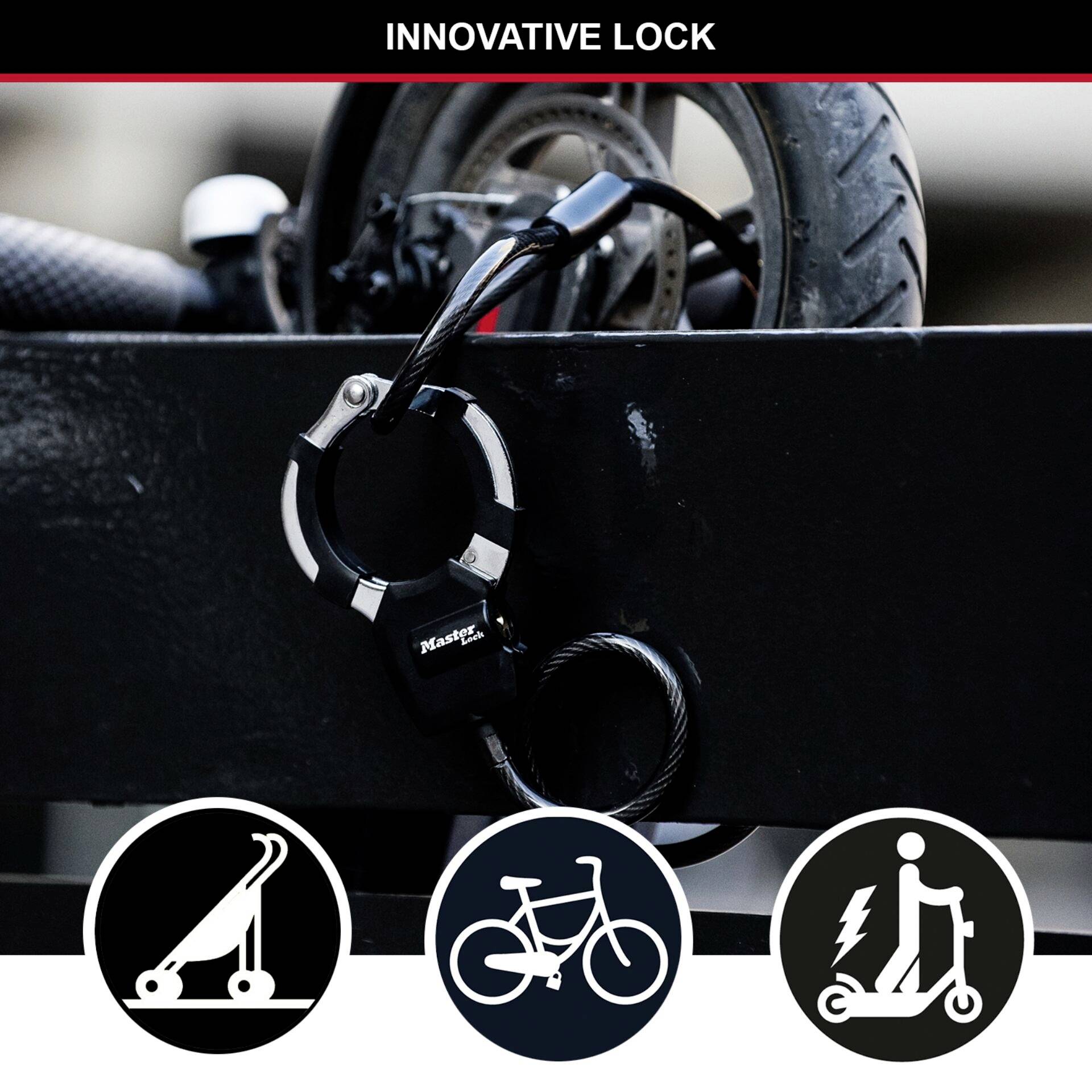 Master Lock 8275EURDPROBLK Kabelschloss Schwarz Schlüsselschloss