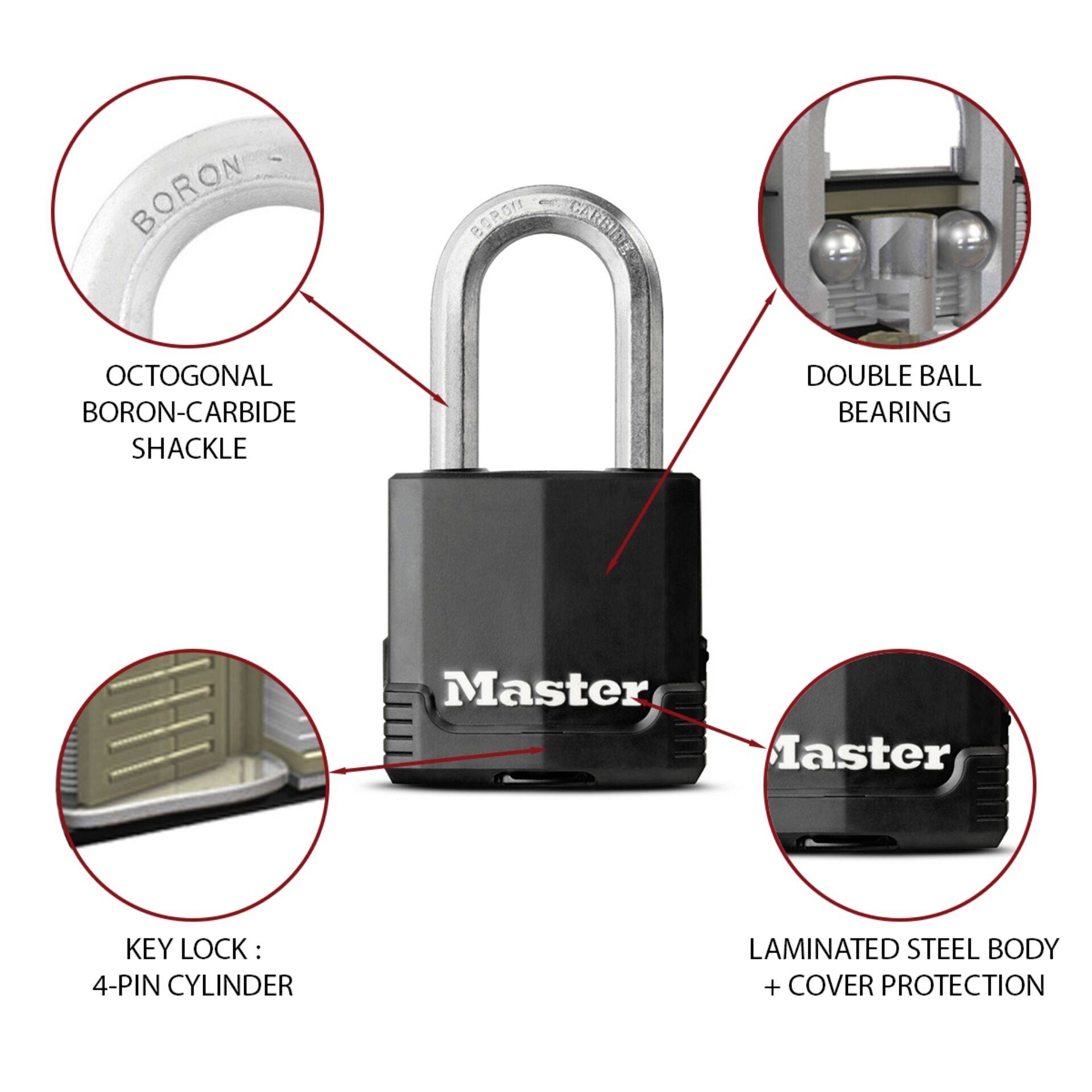 Master Lock 79956 Vorhängeschloss Schwarz