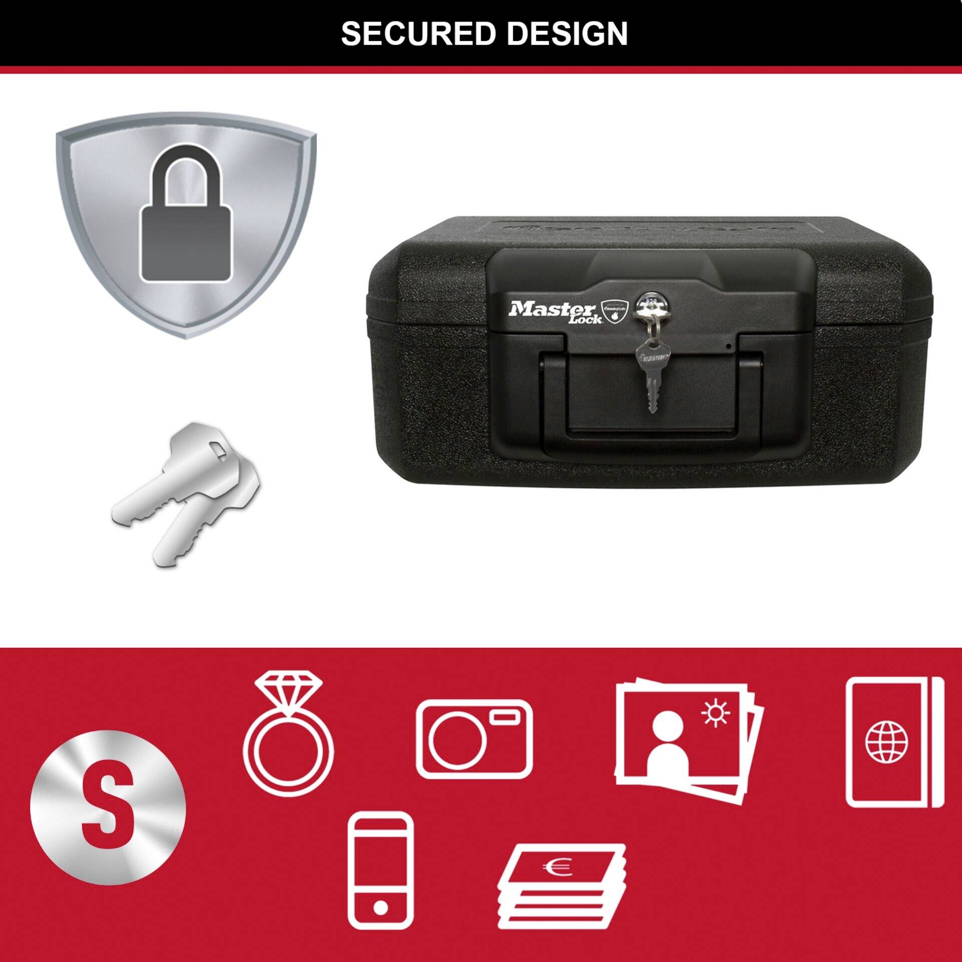 Master Lock P44970 L1200 Feuerschutztresor Schlüsselschloss