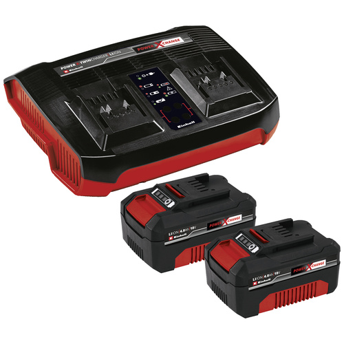Einhell Power X-Change PXC-Starter-Kit 2x 4,0Ah & Twincharger Kit 4512112 Werkzeug-Akku und Ladegerät 18V 4.0Ah Li-Ion
