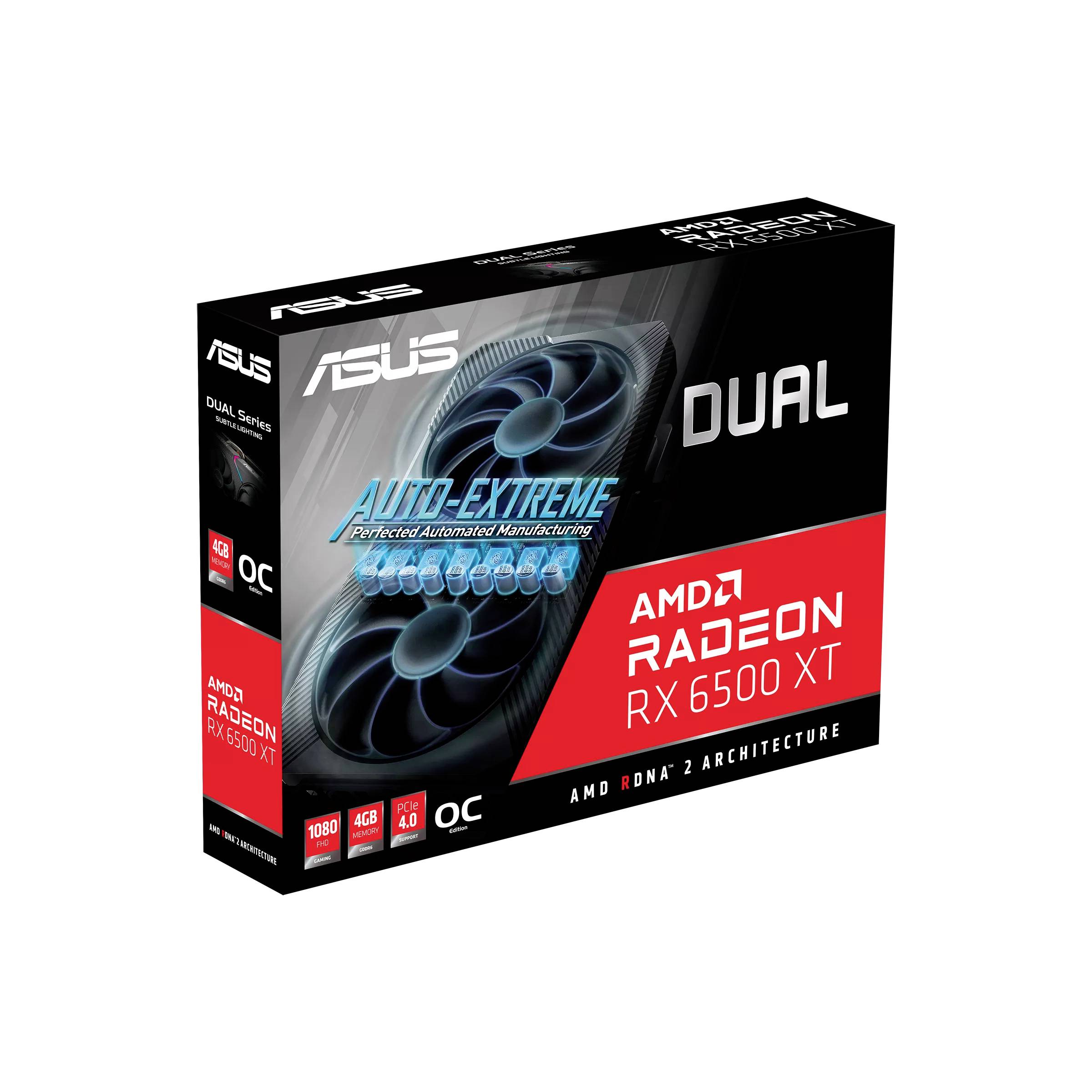 Asus Grafikkarte AMD Radeon RX 6500 XT Dual Overclocked 4 GB GDDR6-RAM PCIe x16 HDMI®, DisplayPort