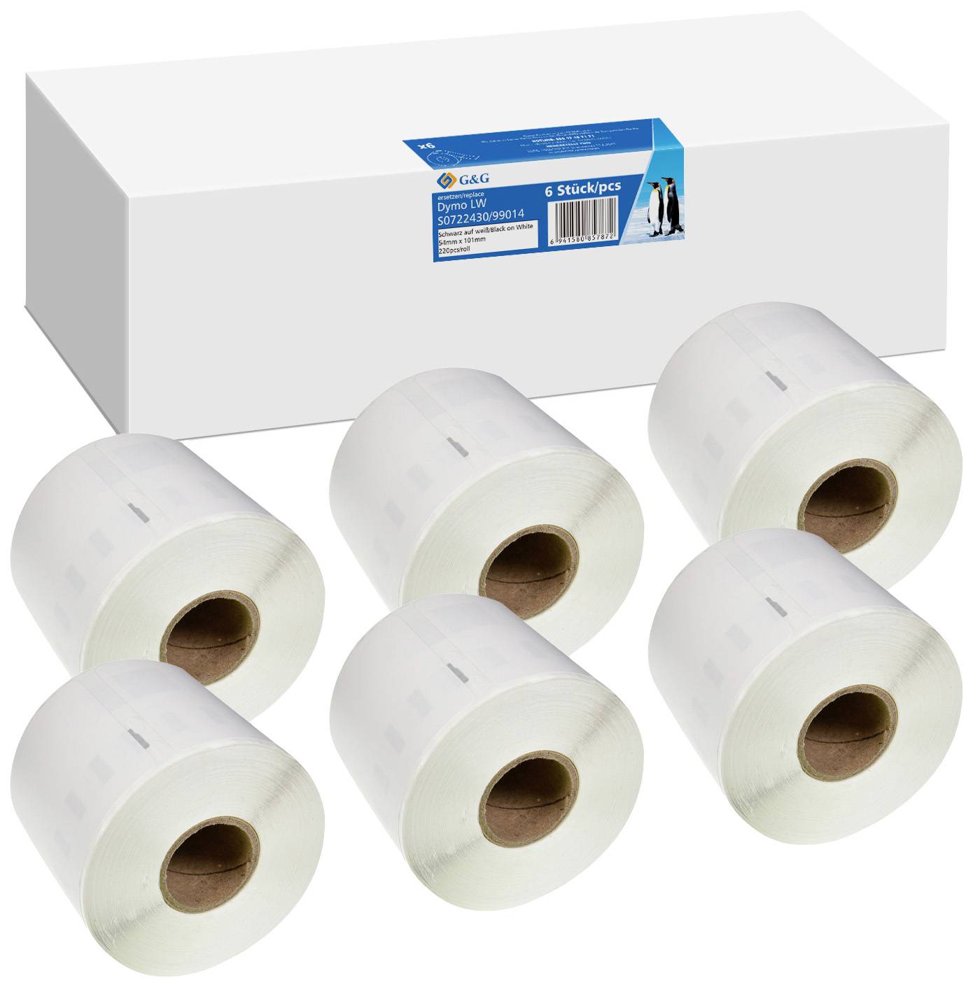 G&G Etiketten Rolle 54 x 101mm Papier 6 St. 19329 Versand-Etiketten