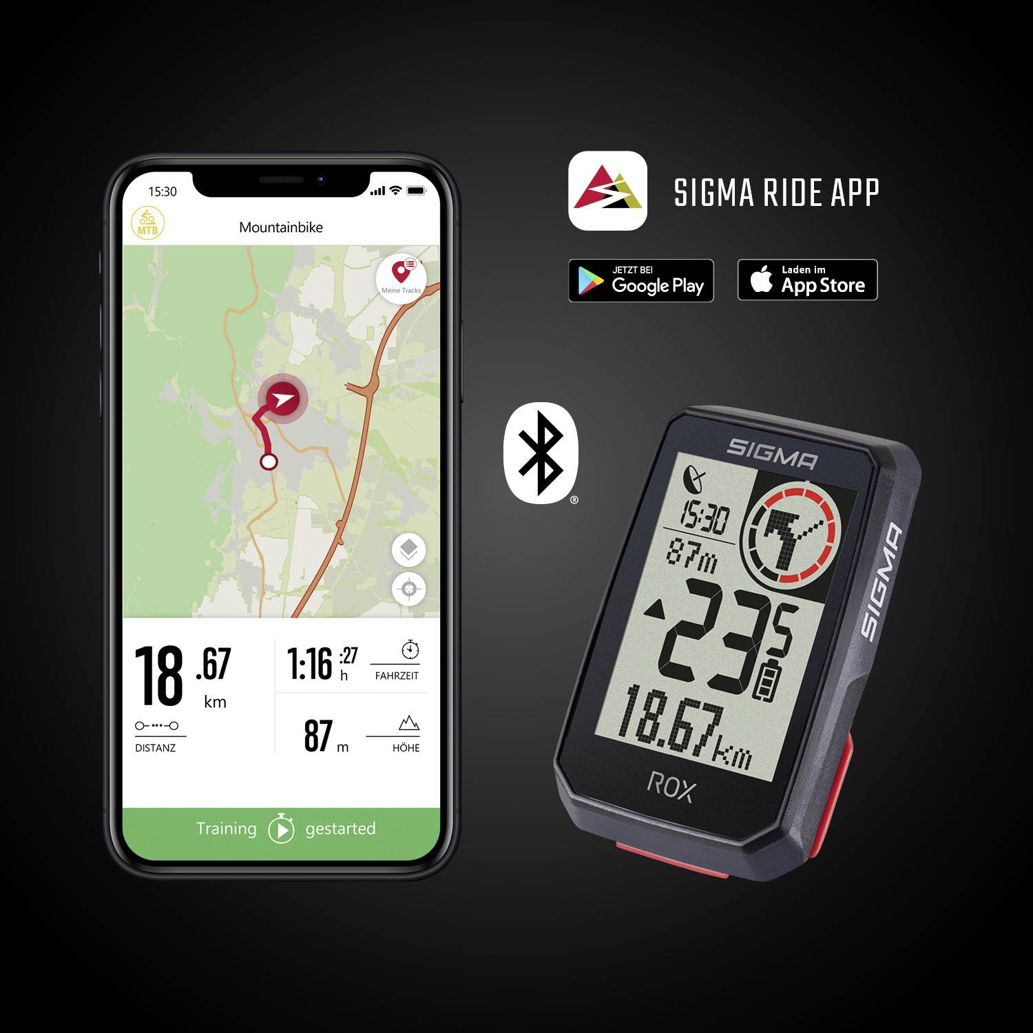 Sigma ROX 2.0 Fahrrad-Navi Fahrrad GPS, GLONASS, spritzwassergeschützt