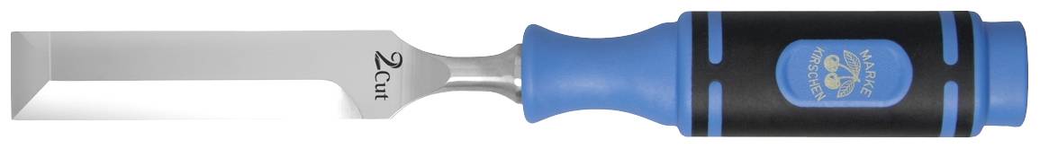 Beitel mit blauem Griff, Metallklinge und Aufdruck '2Cut'.