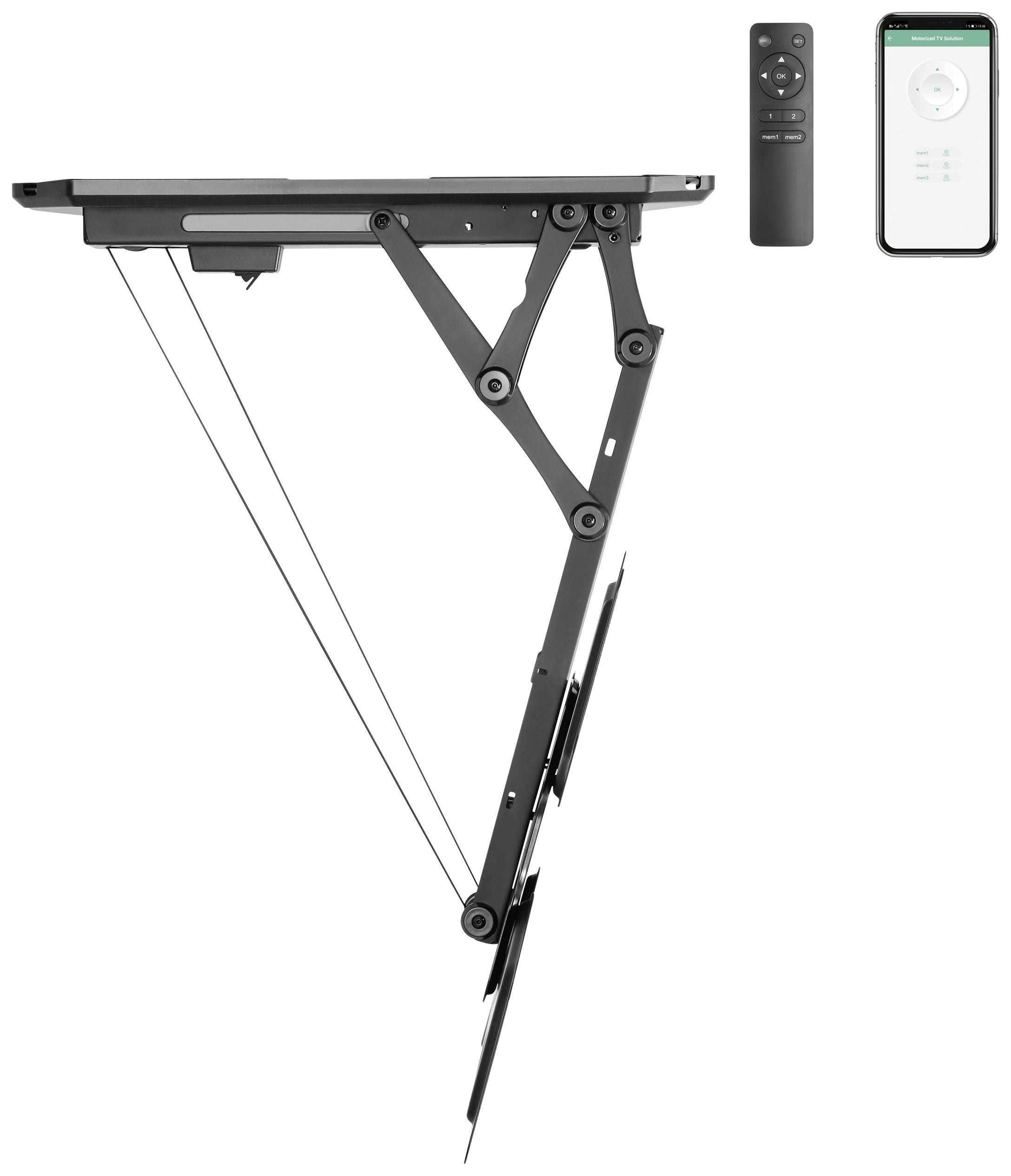 SpeaKa Professional SP-TVCM-510 TV-Deckenhalterung Zusammenklappbar, Mit Fernbedienung 58,4cm (23") - 139,7cm (55") elektrisch