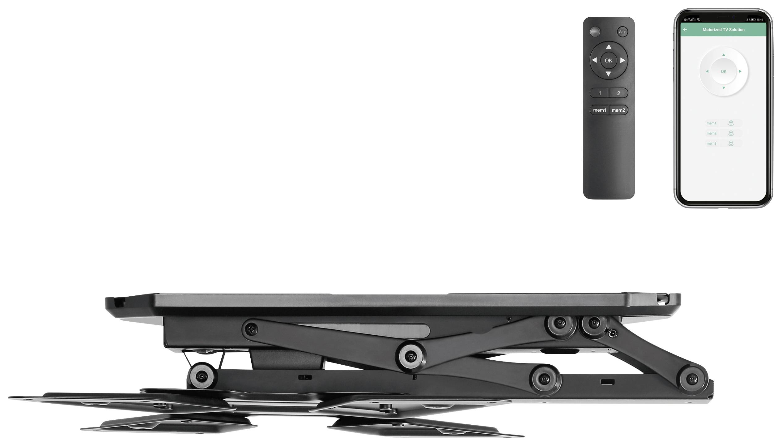 SpeaKa Professional SP-TVCM-510 TV-Deckenhalterung Zusammenklappbar, Mit Fernbedienung 58,4cm (23") - 139,7cm (55") elektrisch