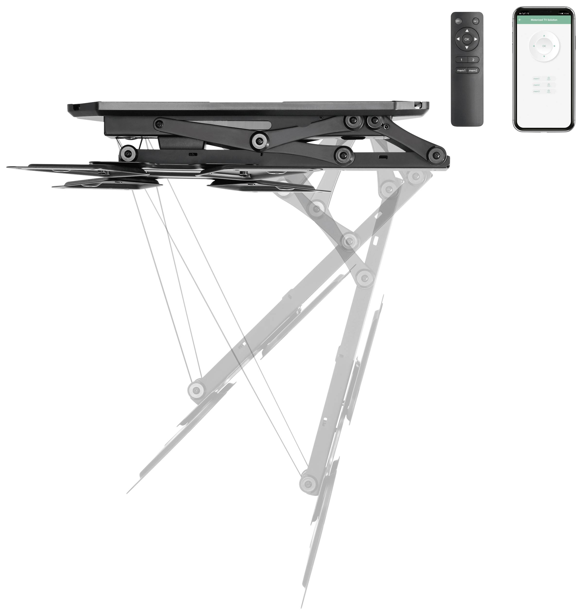 SpeaKa Professional SP-TVCM-510 TV-Deckenhalterung Zusammenklappbar, Mit Fernbedienung 58,4cm (23") - 139,7cm (55") elektrisch