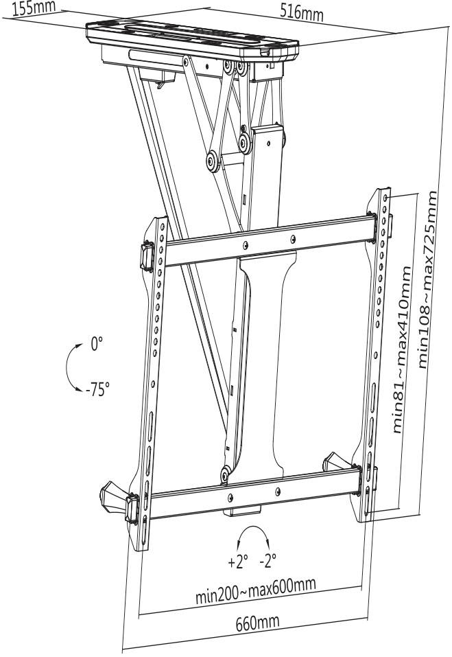 SpeaKa Professional SP-TVCM-510 TV-Deckenhalterung Zusammenklappbar, Mit Fernbedienung 58,4cm (23") - 139,7cm (55") elektrisch