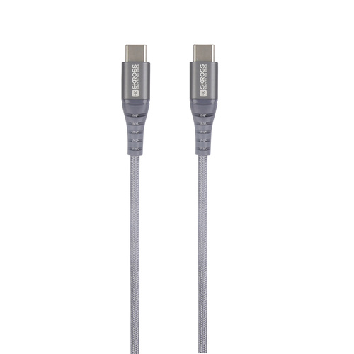 Skross USB-Kabel USB 2.0 USB-C® Stecker, USB-C® Stecker 1.20 m Space Grau Rund, Flexibel, Stoff-Umm