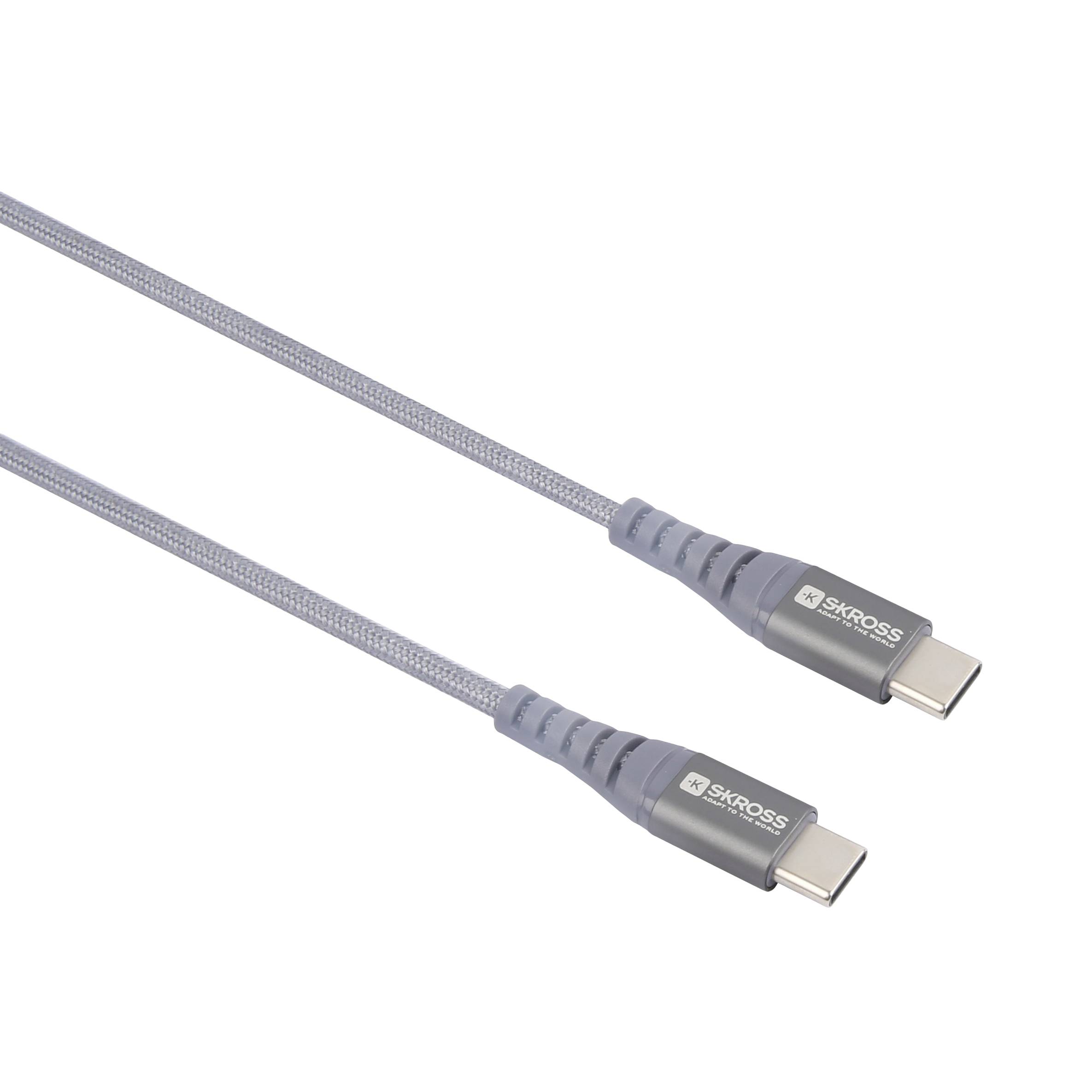 Skross USB-Kabel USB 2.0 USB-C® Stecker, USB-C® Stecker 1.20m Spacegrau Rund, Flexibel, Stoff-Ummantelung SKCA0017C-C120CN