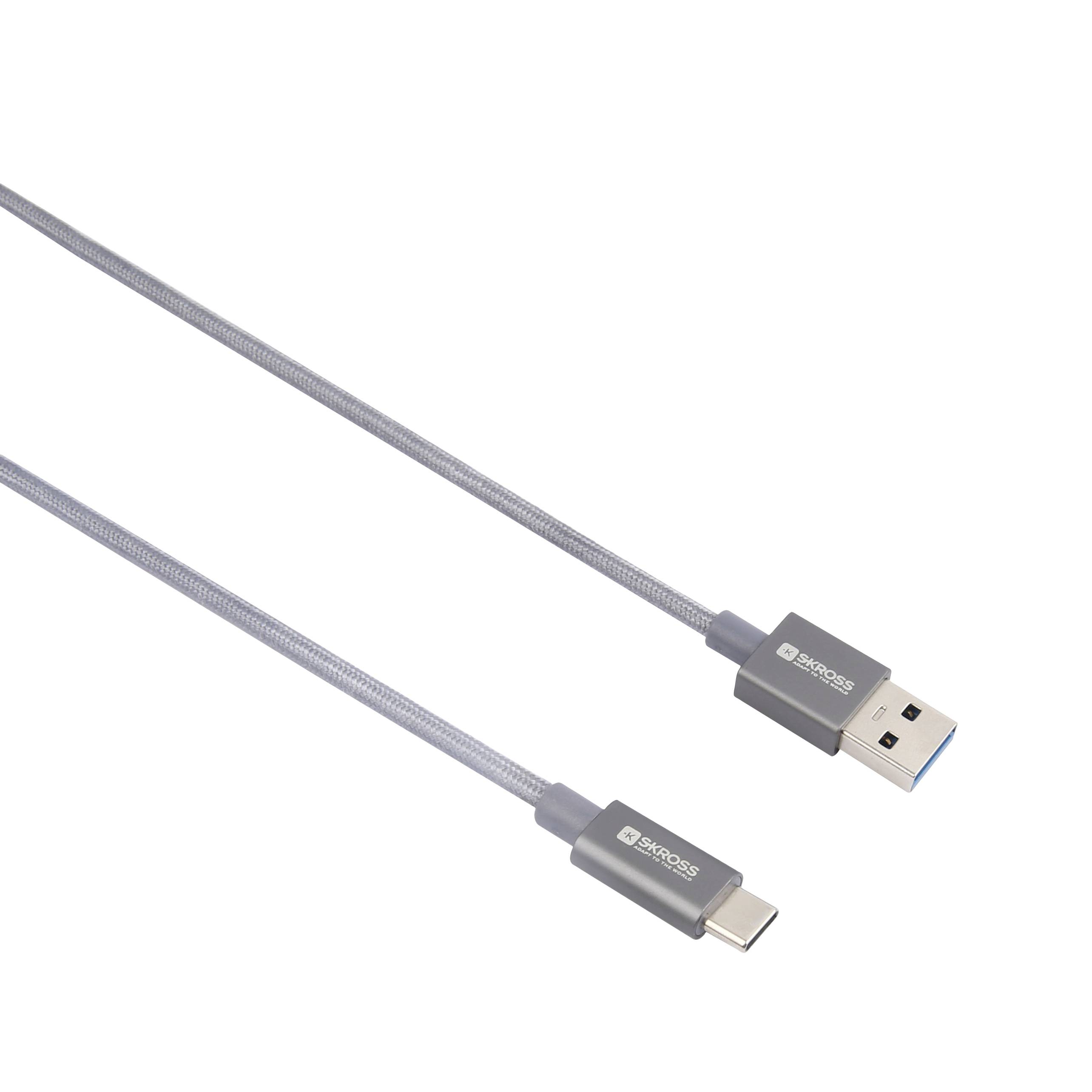 Skross USB-Kabel USB 3.2 Gen1 USB-A Stecker 1.20m Spacegrau Rund, Flexibel, Stoff-Ummantelung SKCA0012A-C120CN