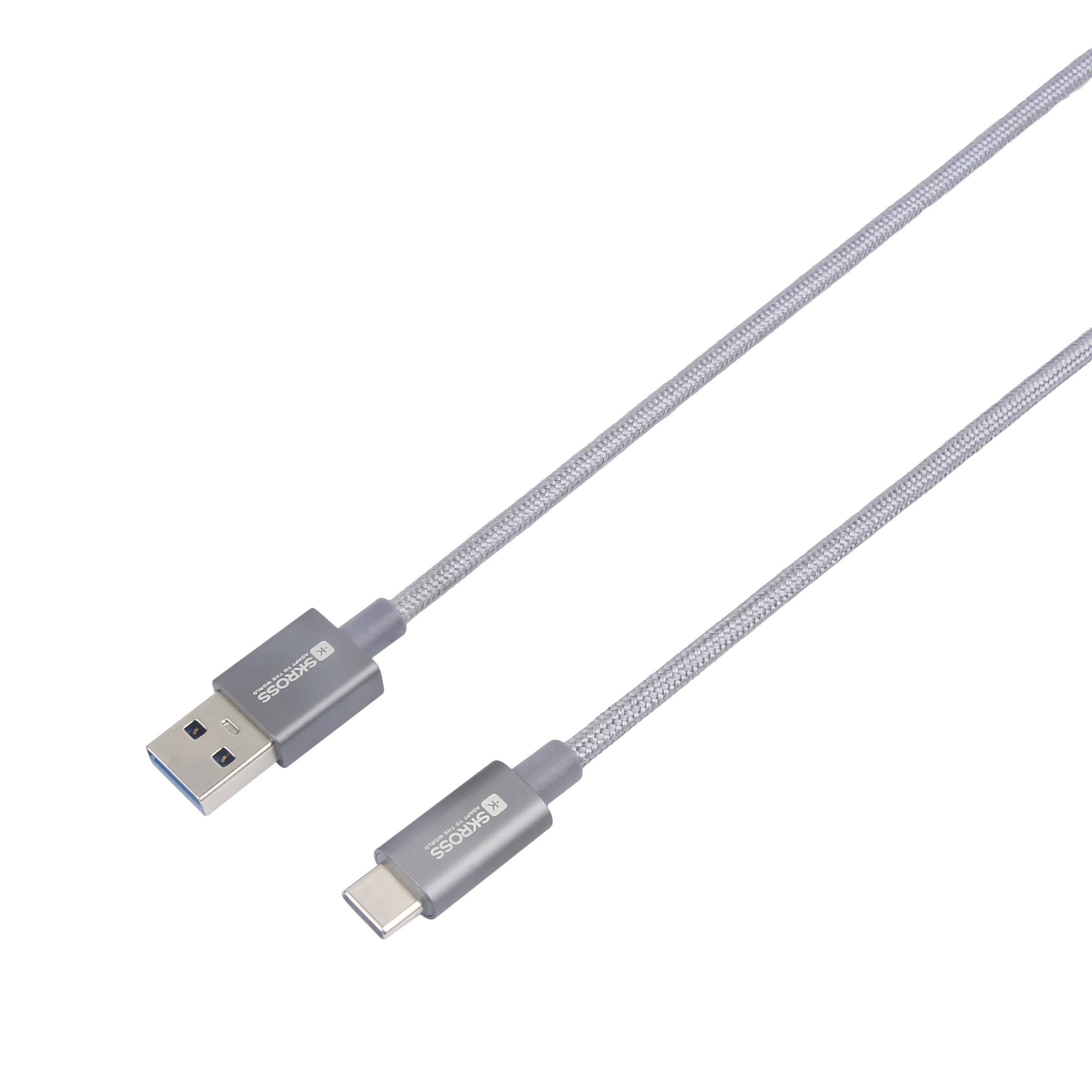 Skross USB-Kabel USB 3.2 Gen1 USB-A Stecker 1.20m Spacegrau Rund, Flexibel, Stoff-Ummantelung SKCA0012A-C120CN