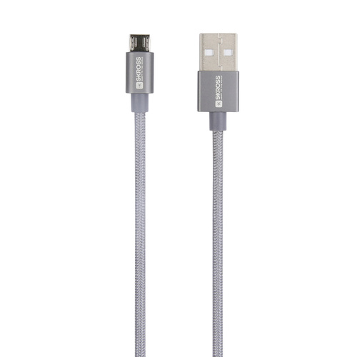 Skross USB-Kabel USB 2.0 USB-A Stecker 1.20 m Space Grau Rund, Flexibel, Stoff-Ummantelung SKCA0010