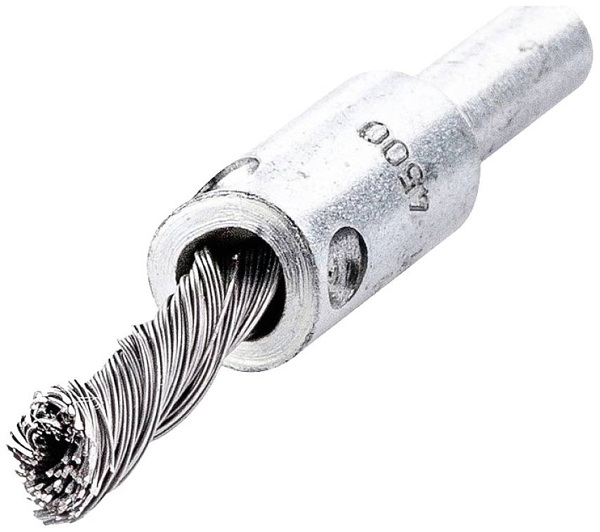 Metallischer Gummikopf-Fugenreiniger mit robusten Borsten, ideal zum Entfernen von Schmutz und Ablagerungen aus Ritzen und Fugen.