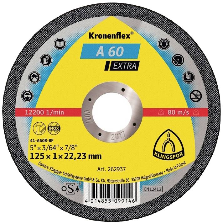 Klingspor 262936 Trennscheibe gerade 115mm 25 St. Edelstahl, Stahl