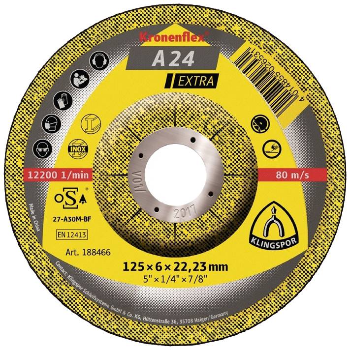 Klingspor 13447 Schruppscheibe gekröpft Durchmesser 230 mm Bohrungs-Ø 22.23 mm Stahl 10 St.