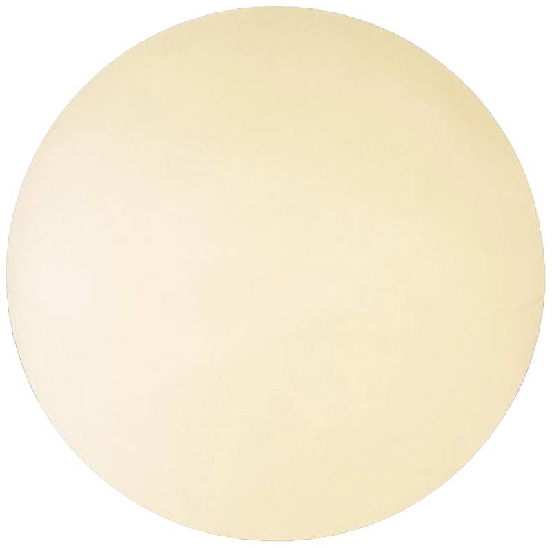 Ein cremefarbiger, gleichmäßig ausgeleuchteter Kreis auf weißem Hintergrund.