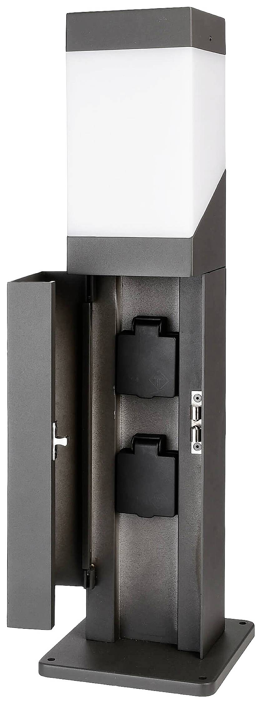 Deko Light Steckdosenturm Kukui Puka 733067 Stehlampe E27 Dunkelgrau