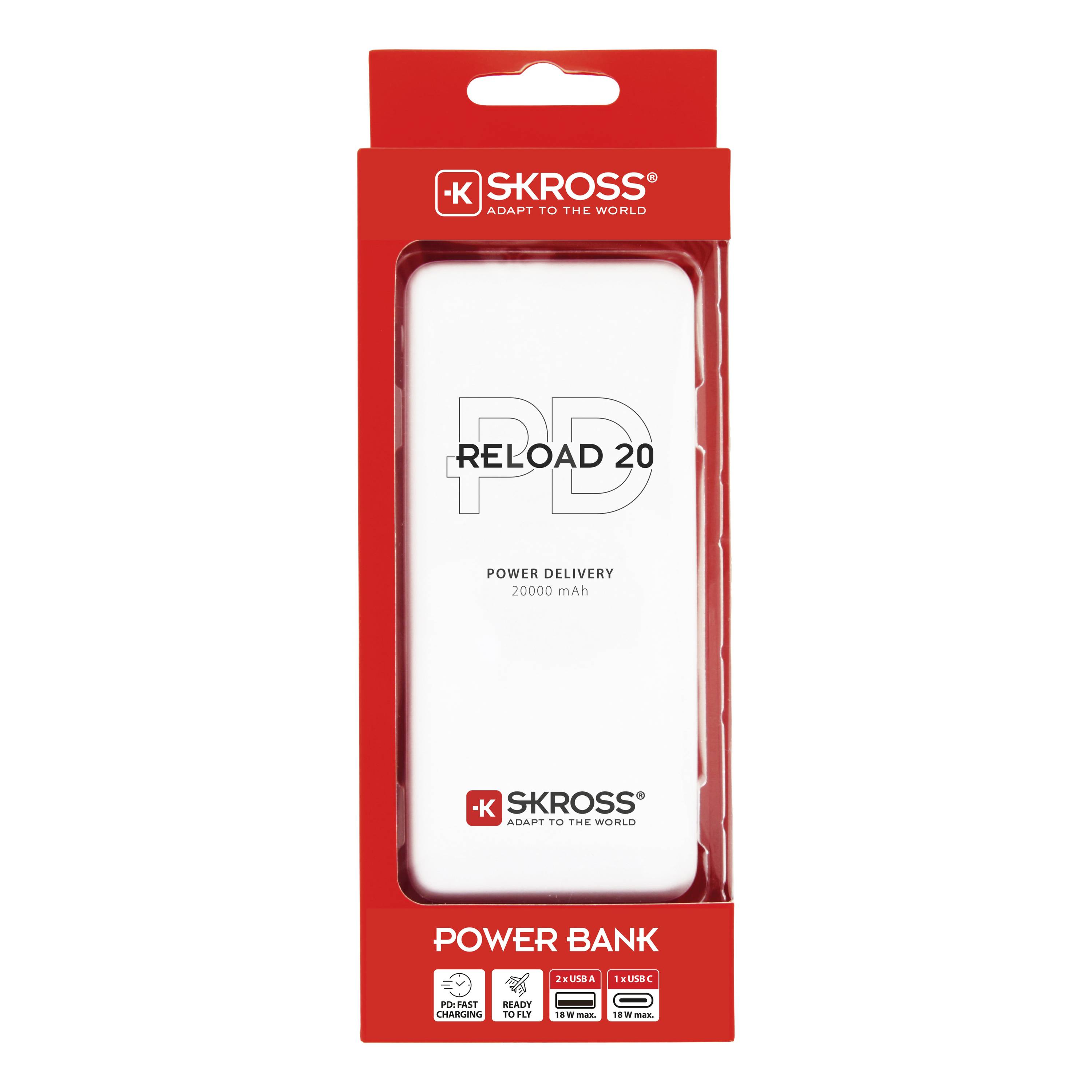 Skross Reload 20 PD Powerbank 20000 mAh Li-Ion Weiß Statusanzeige