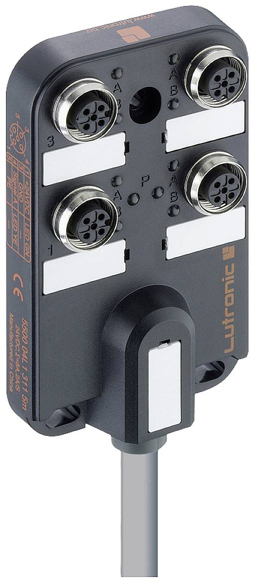 Lutronic 5500 04L1 3... 5500 04L1 311 10m Sensor/Aktorbox passiv M12-Verteiler mit Metallgewinde 1St.